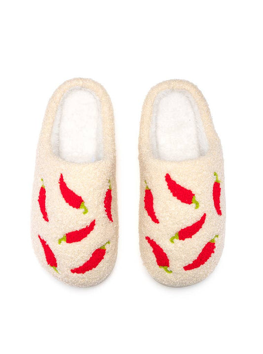 Indoor / Outdoor Slippers - Spicy Chili Peppers - Off-White