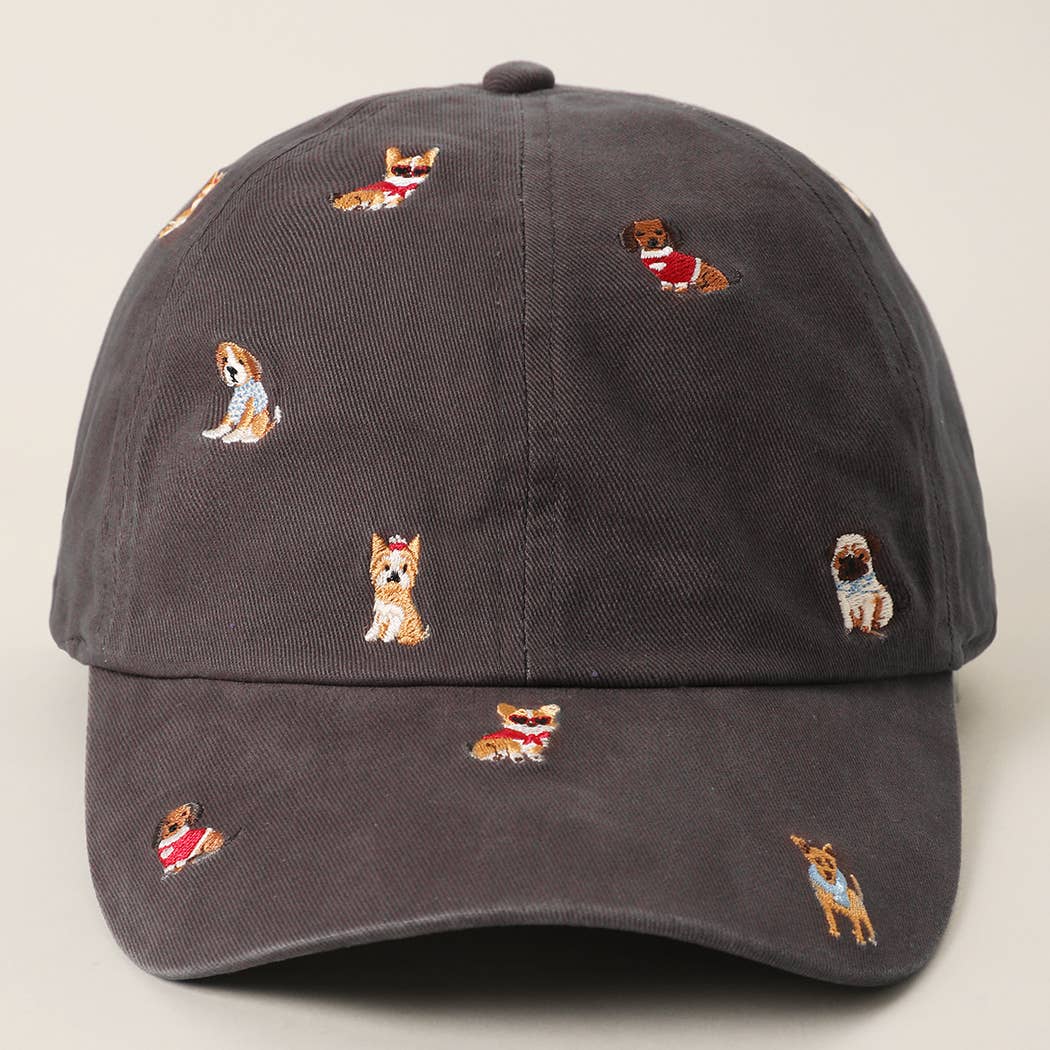 Allover Dog Embroidered Navy Cap