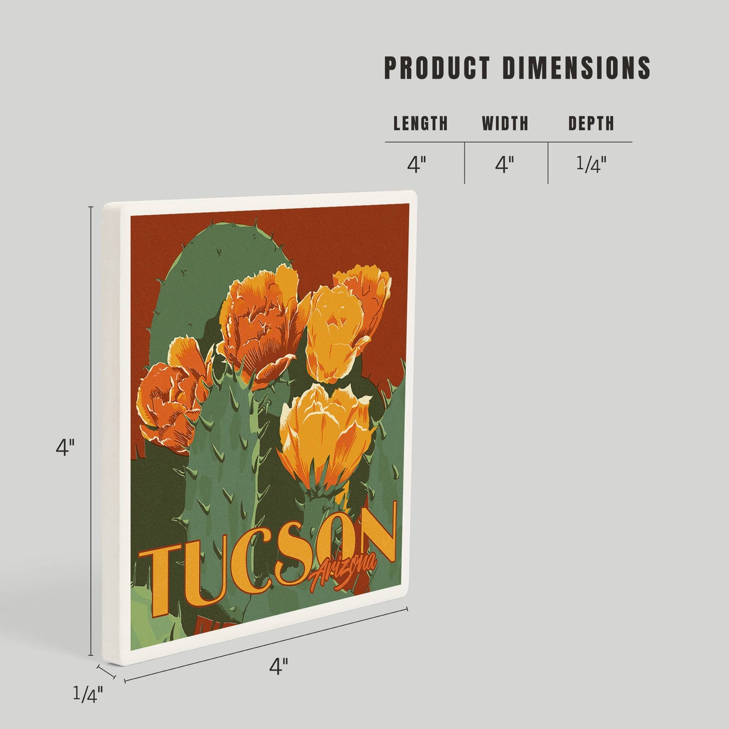 CERAMIC COASTER Tucson, Arizona, Prickly Pear Cactus