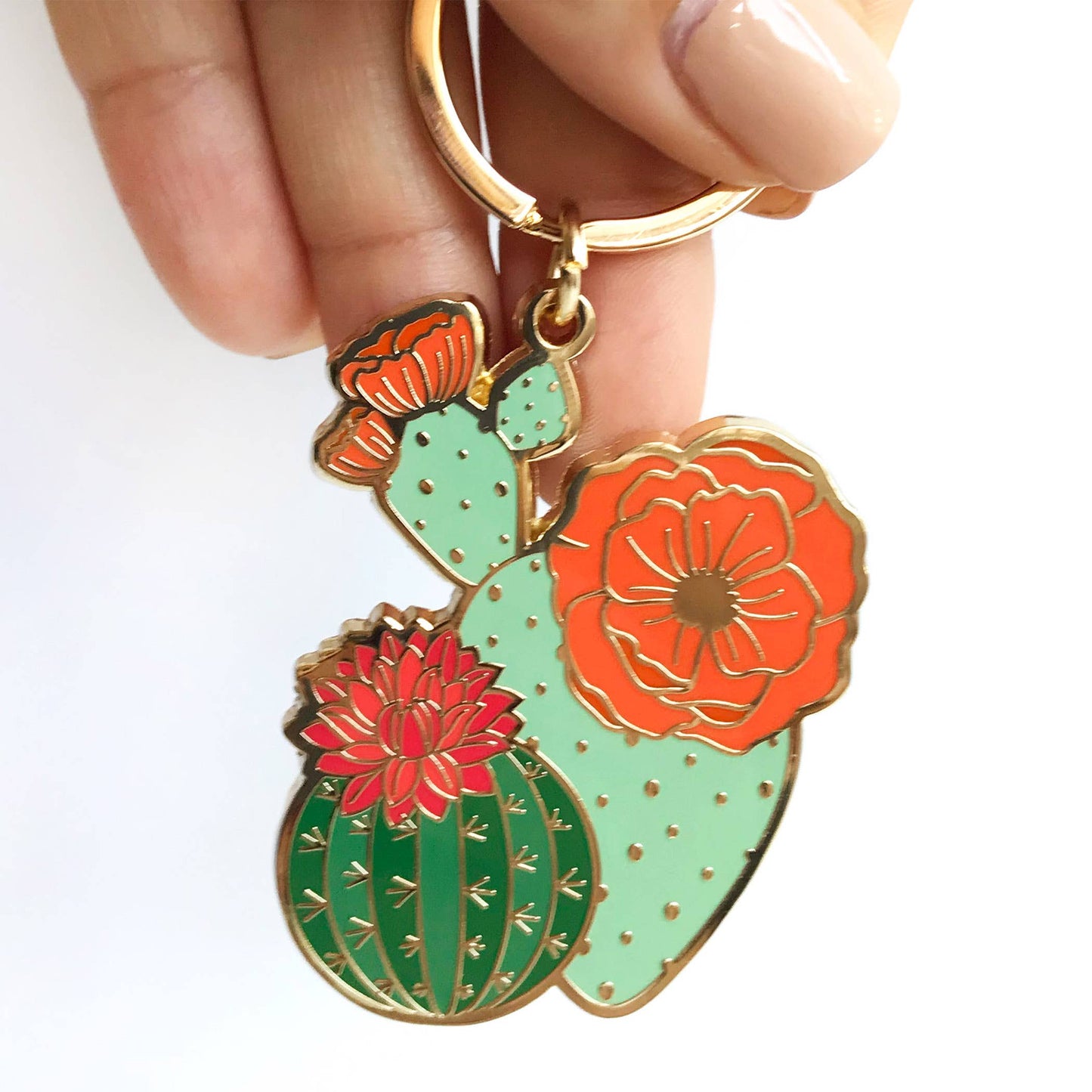 Blooming Cacti Plant Keychain | Summer Gift + Garden Gift