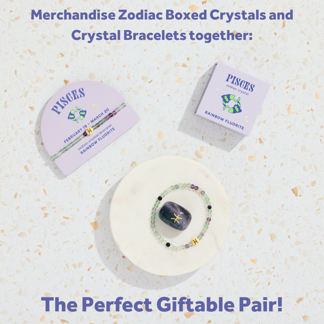 Pisces Boxed Zodiac Crystal – Rainbow Fluorite