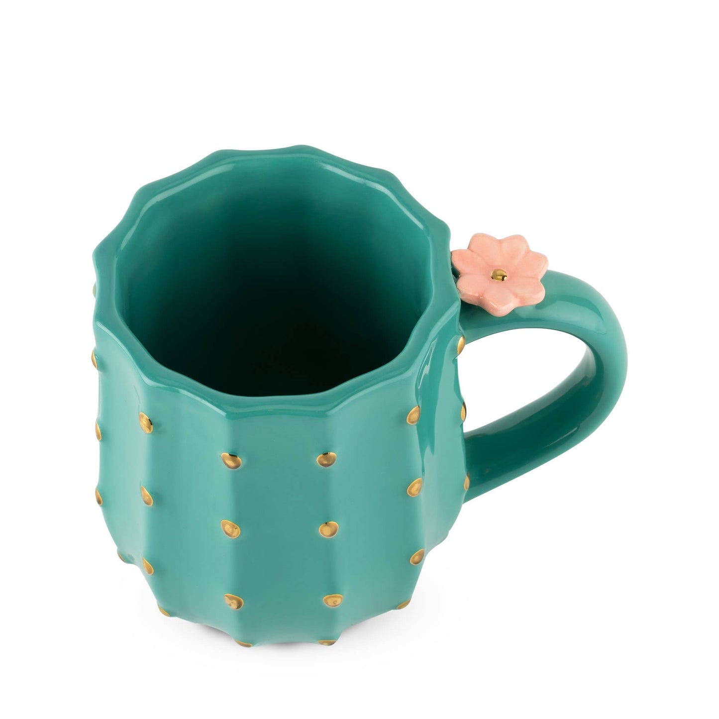 3D Metallic Gold Accented Ceramic Mug Cactus
