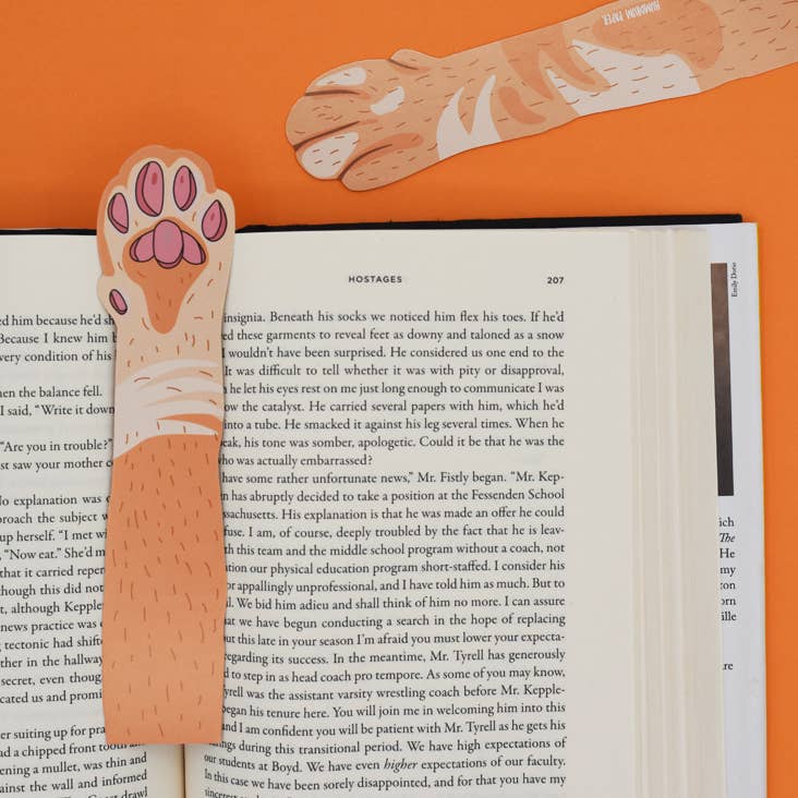 Cat Paw Bookmark - Orange (it's die cut!)