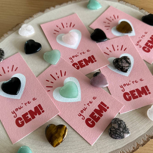 "You're a Gem!" HEART Mini Crystal Greeting Card- Crystals & Stones