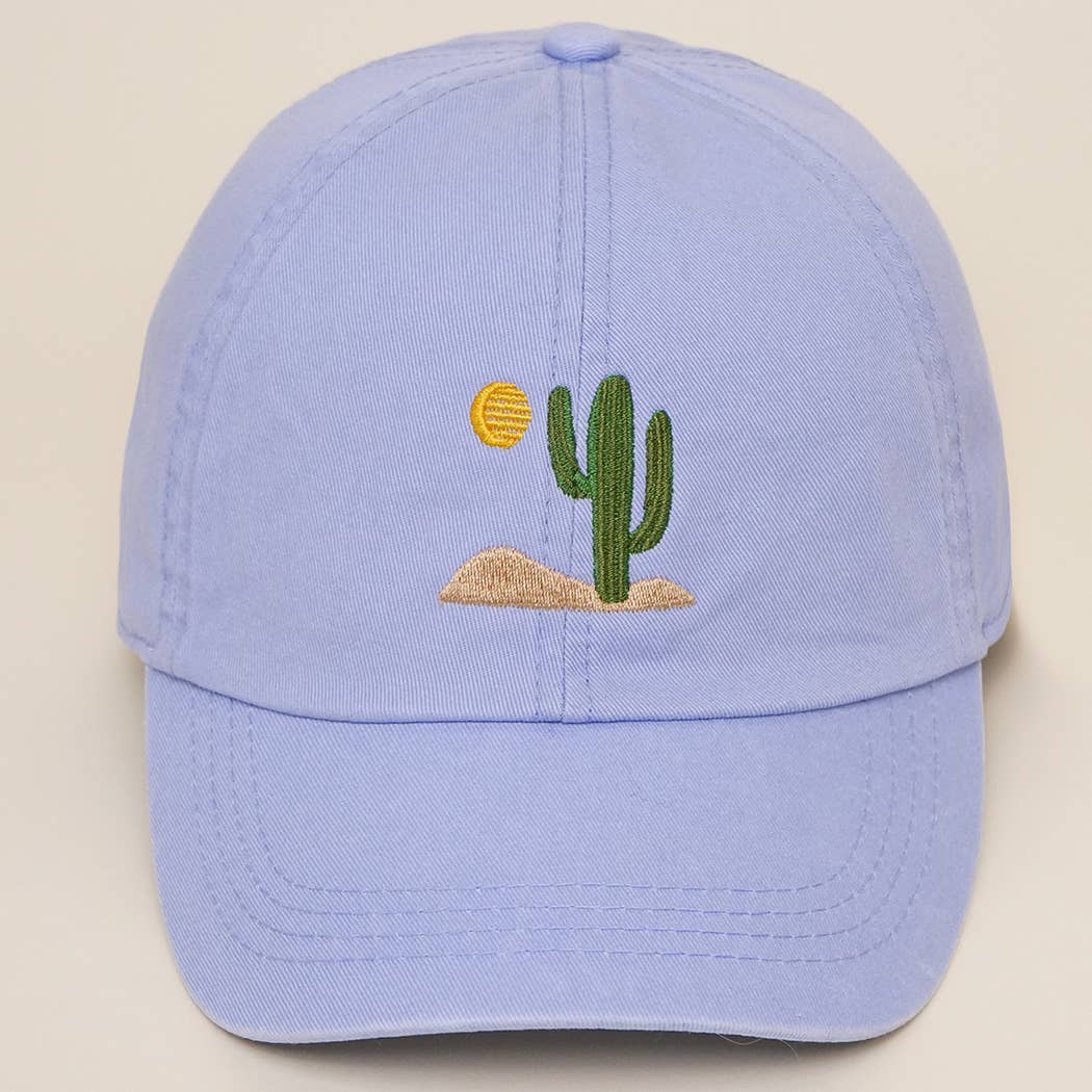 Cactus Embroidered Cotton Baseball Dad Cap: BLACK / One Size