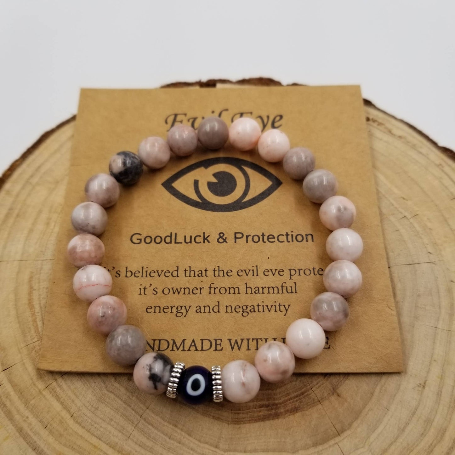 Natural Stone Evil Eye Chakra Bracelet