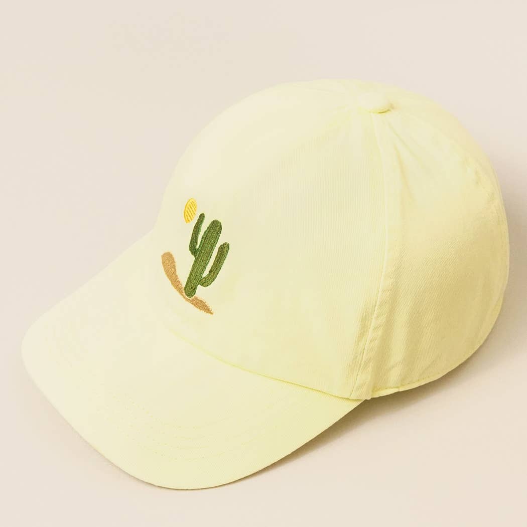 Cactus Embroidered Cotton Baseball Dad Cap: CLAY / One Size