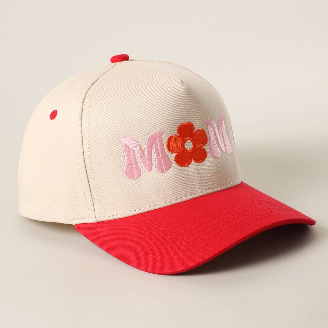 MOM FLOWER Embroidery Two-Tone Trucker Hat