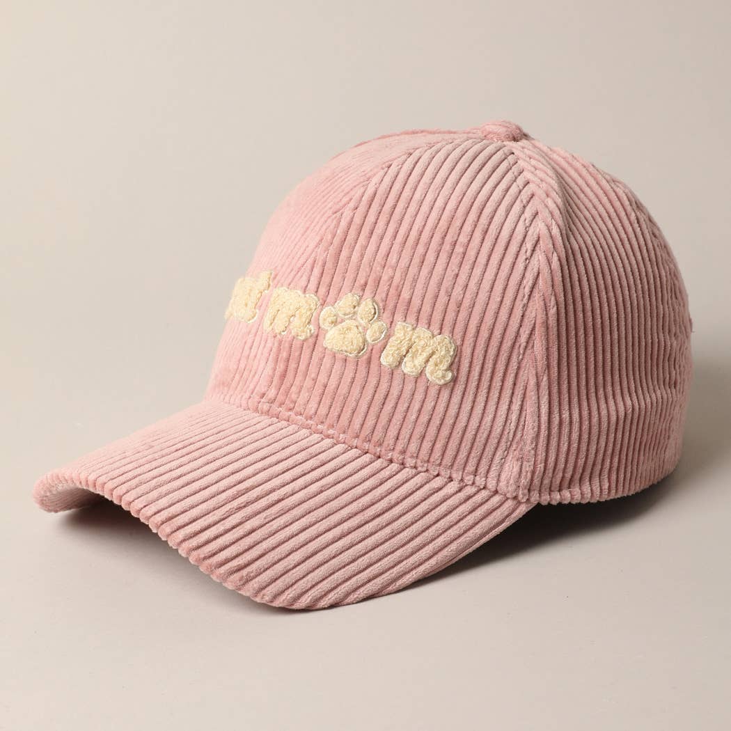 Cat Mom Chenille Patch Corduroy Baseball Cap