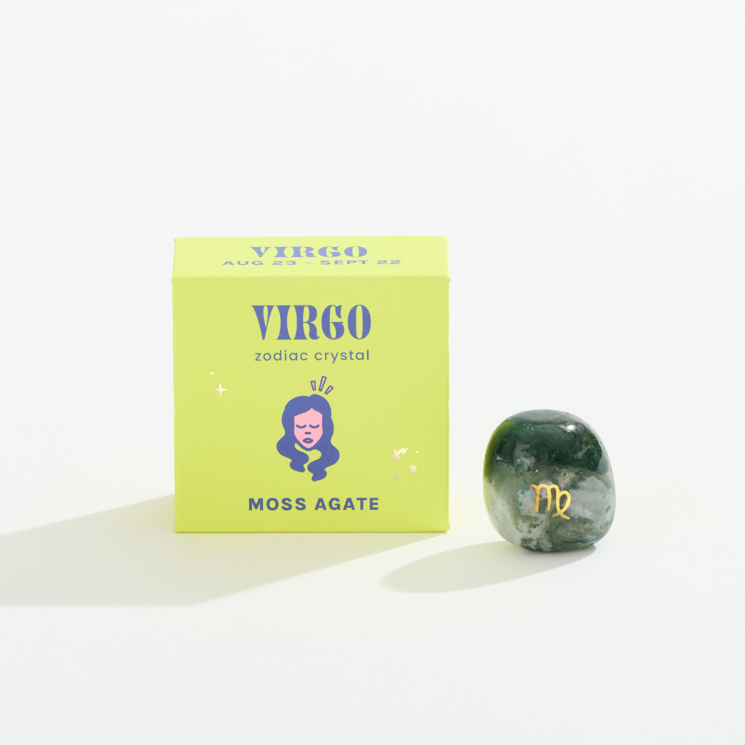 Virgo Boxed Zodiac Crystal – Moss Agate