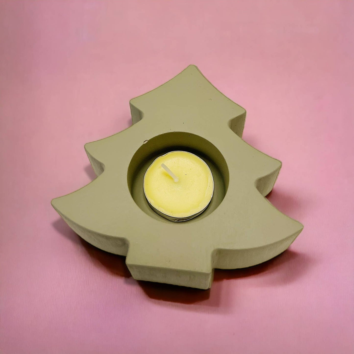 Christmas Tree Decor Holiday Winter Concrete Candle Holder
