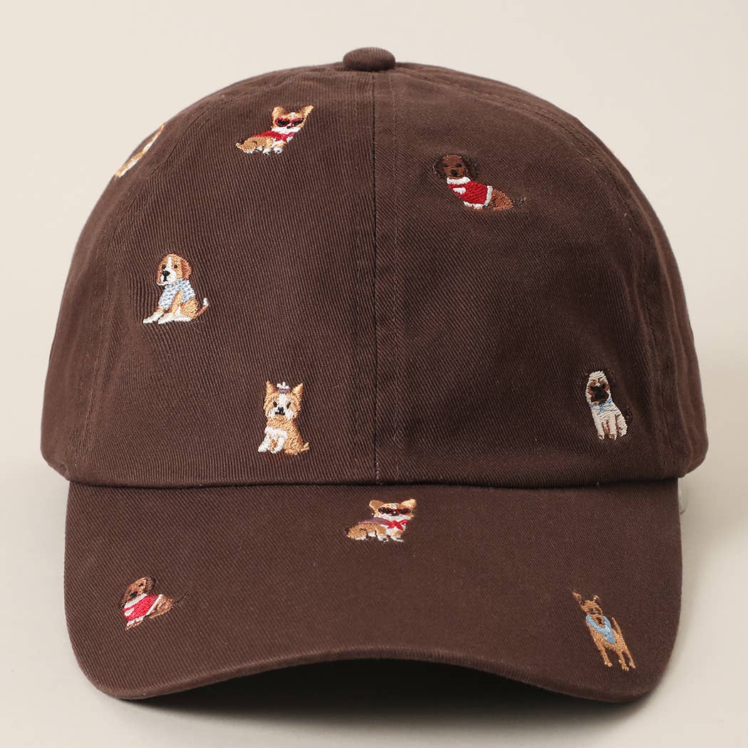 Allover Dog Embroidered Navy Cap