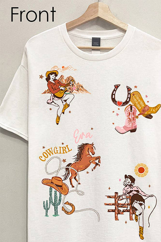 Cowgirl Era Front and Back Tee: White