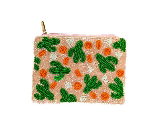 Cactus Theme Beaded Coin Purse