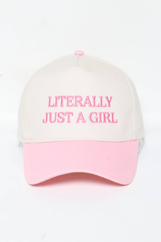 LITERALLY JUST A GIRL Embroidery Two Tone Baseball Cap