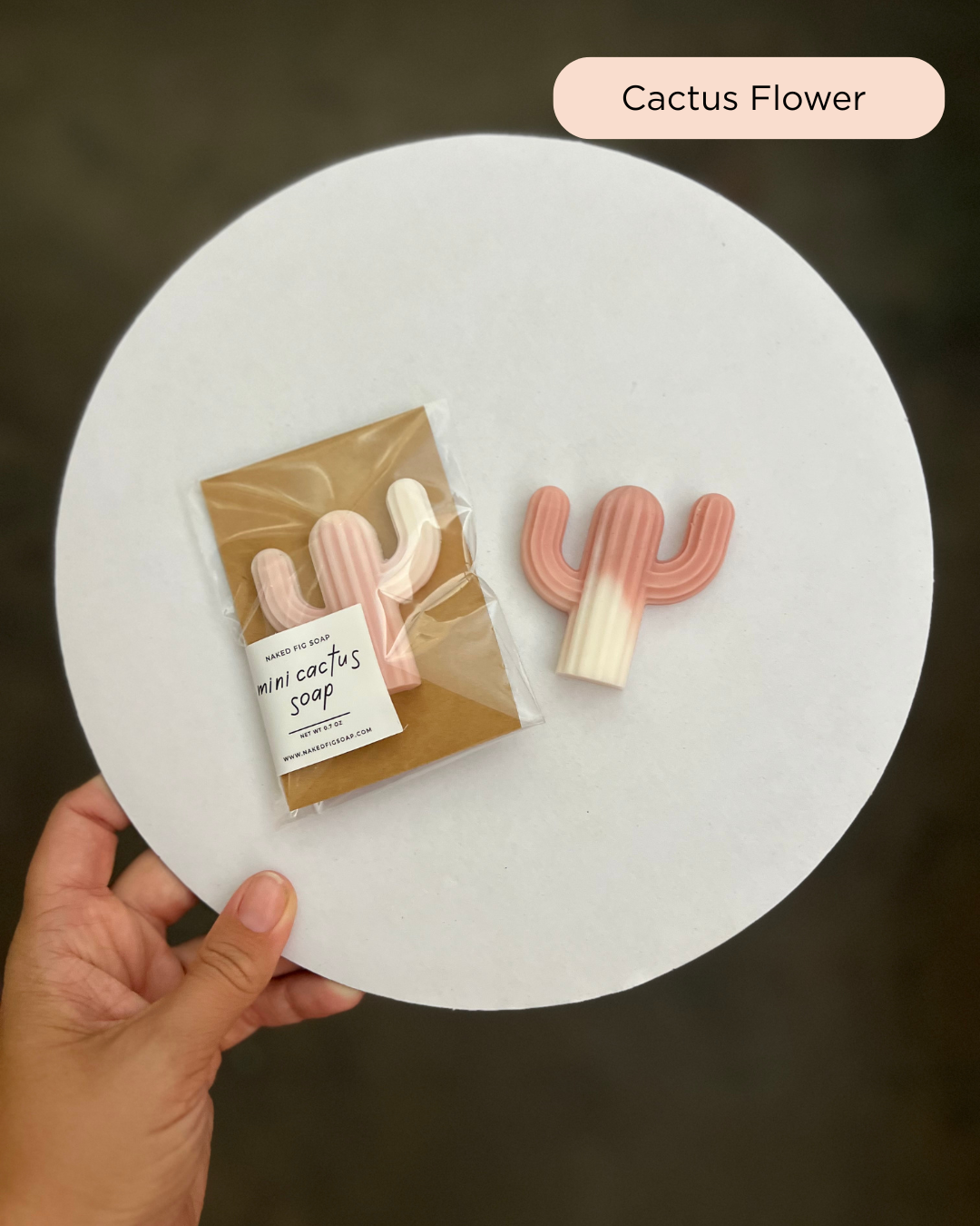 Cactus Mini Soap (Single): Cactus Flower (White + Pink)