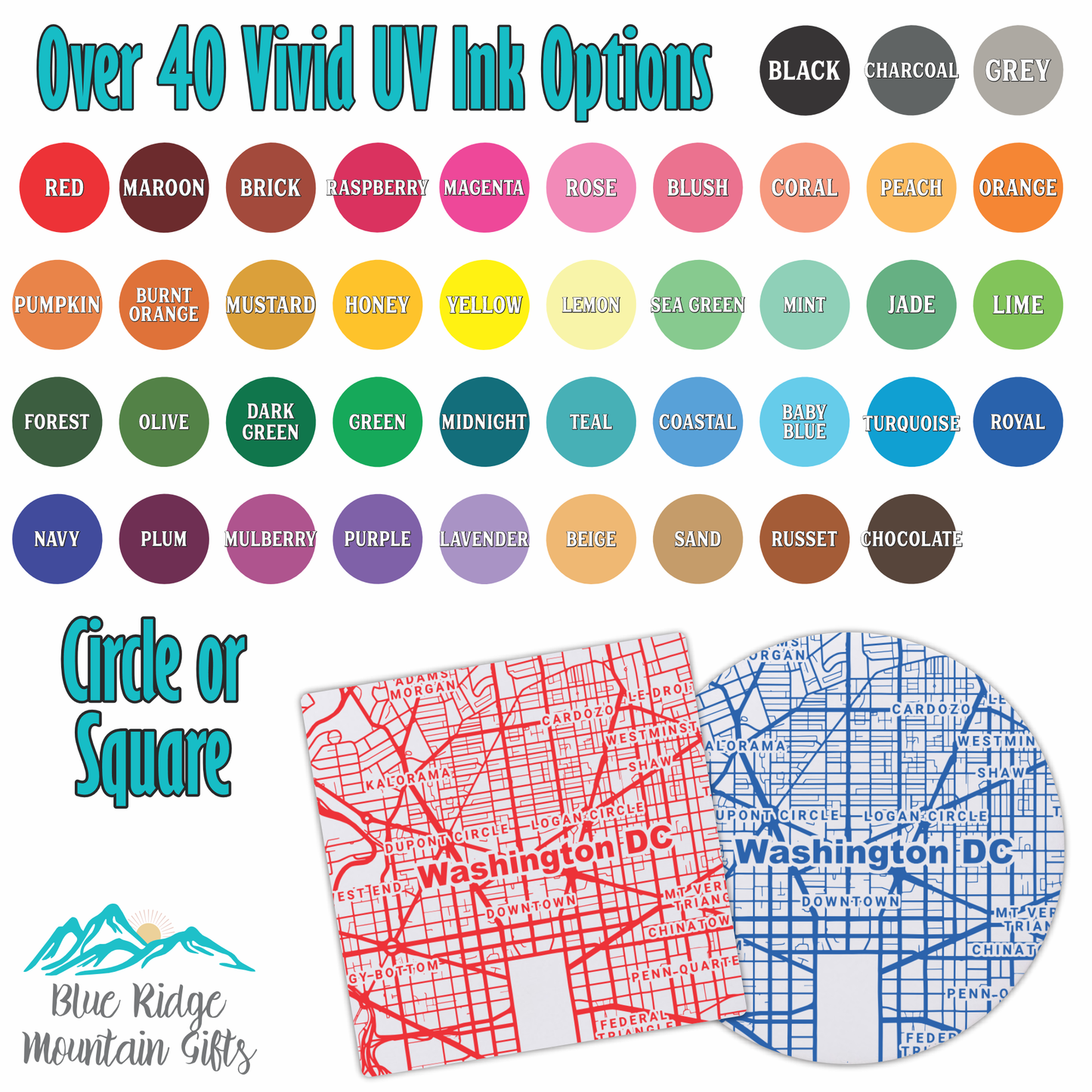 Tucson AZ - Ceramic Map Coasters - Any Color