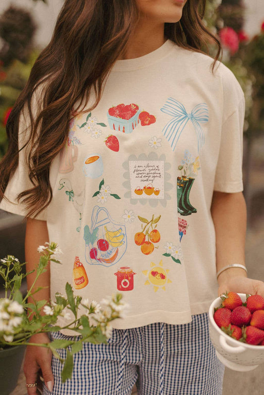 Summer Collage Mid Crop Graphic Tee : 3x