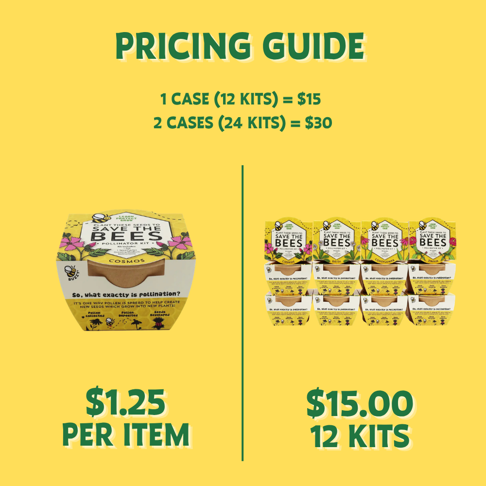 Save The Bees Kits | Paper Cups | Pollinator Seeds 12 Pack