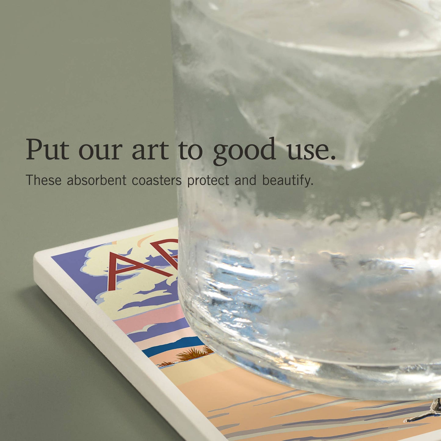 CERAMIC COASTER Arizona, Roadrunner Scene