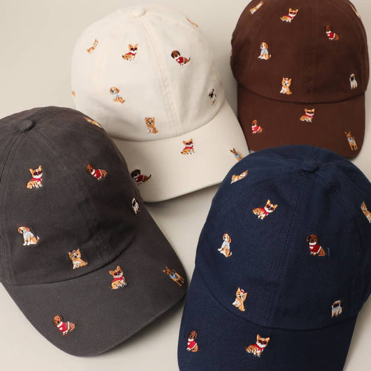 Allover Dog Embroidered Navy Cap