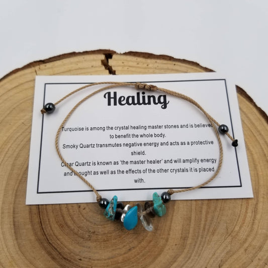 Stone Bead Woven Chakra Bracelet -Healing