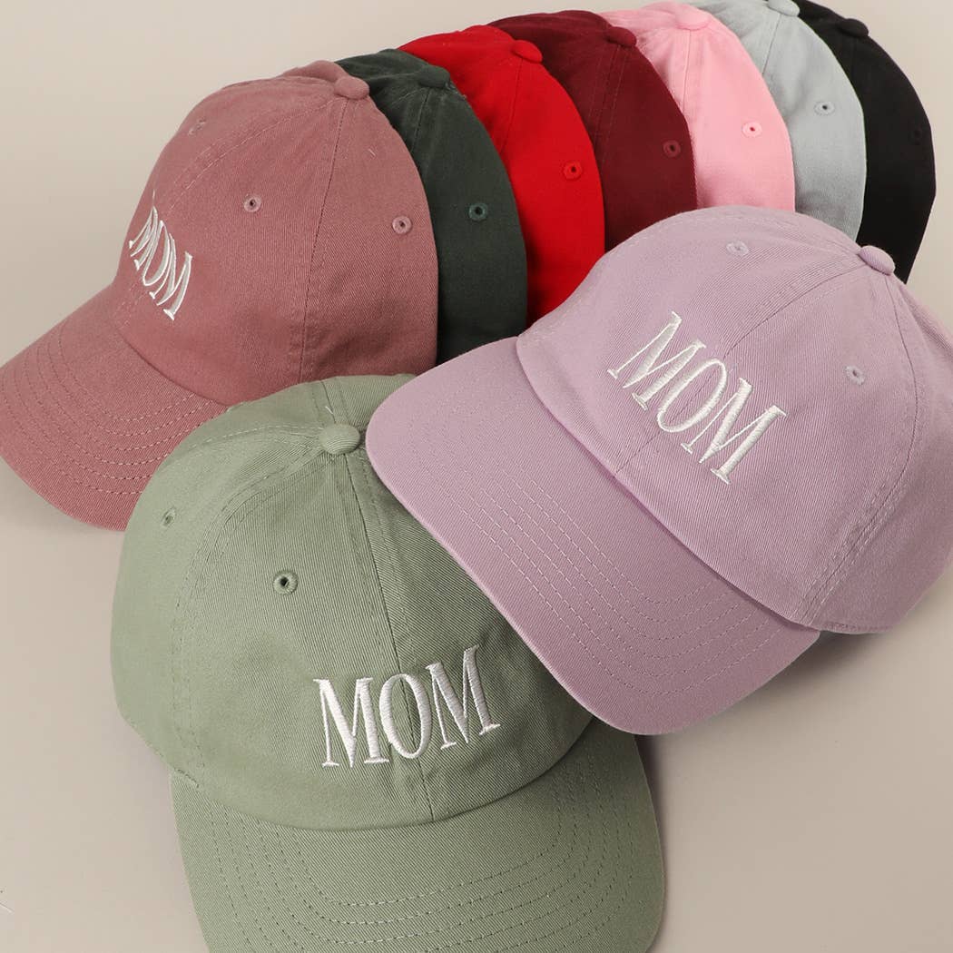 MOM Lettering Embroidery Baseball Cap