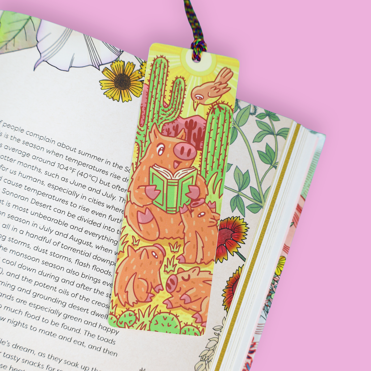 Javelina Desert Animal Reading Gift Tasseled Bookmark