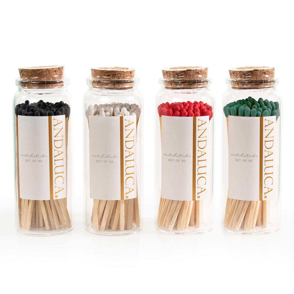 Glass Jar of 60 Wooden Matches: White