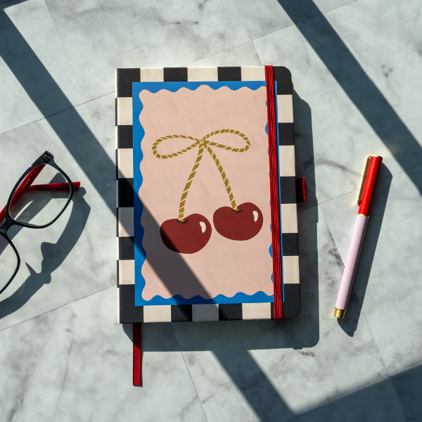 Cherry Bow Soft Touch Hardbound Layflat Notebook Journal