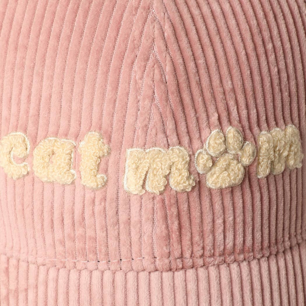 Cat Mom Chenille Patch Corduroy Baseball Cap
