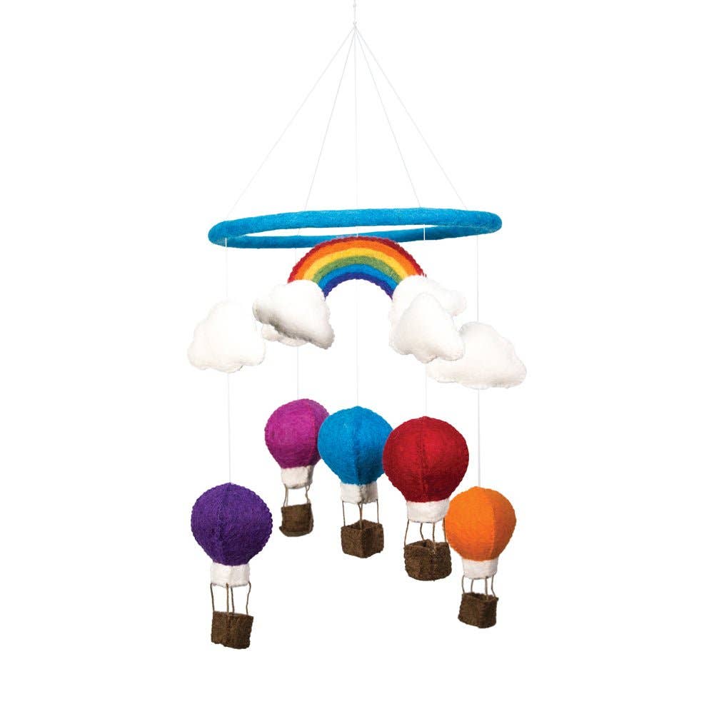 Felted Hot Air Balloon Theme Mobile Hanging