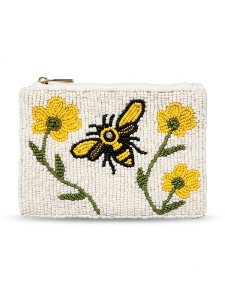Ladies Fully Beaded BUMBLE BEE Themed Coin Purse