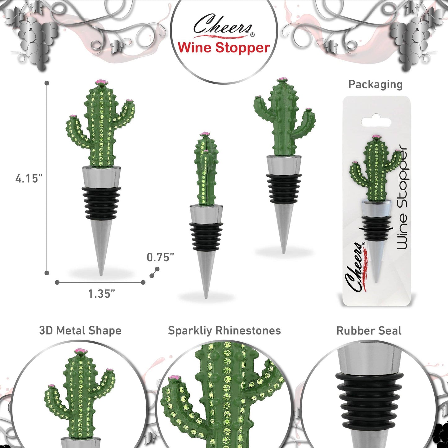 Cheers - Sparkling Wine Stopper - Cactus