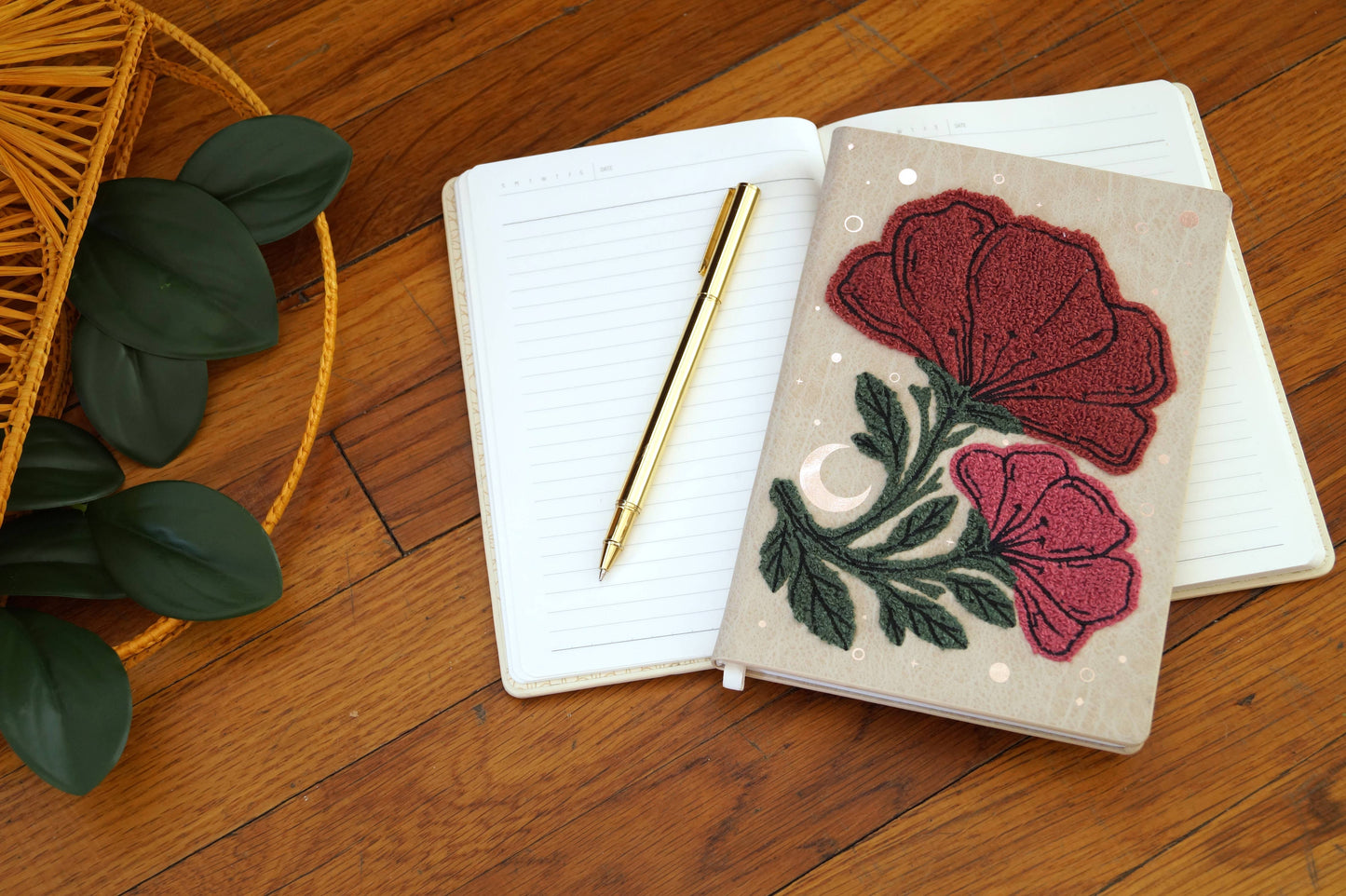 Double Bloom Embroidered Journal Notebook