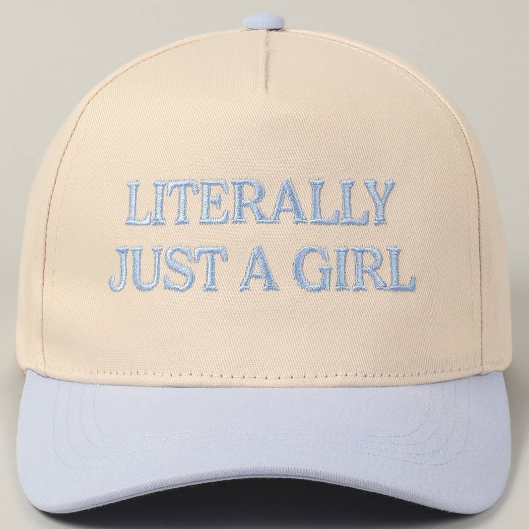 Literally Just A Girl Embroidery Two Tone Trucker Hat