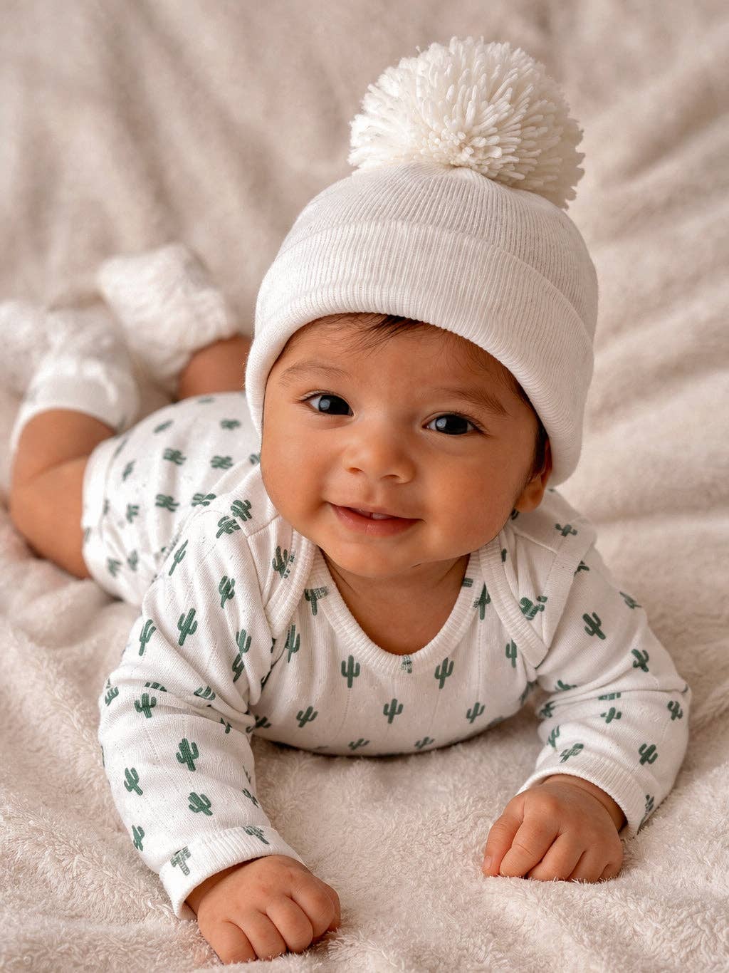 Cactus / Organic Pointelle Long Sleeve Bodysuit: 3-6M