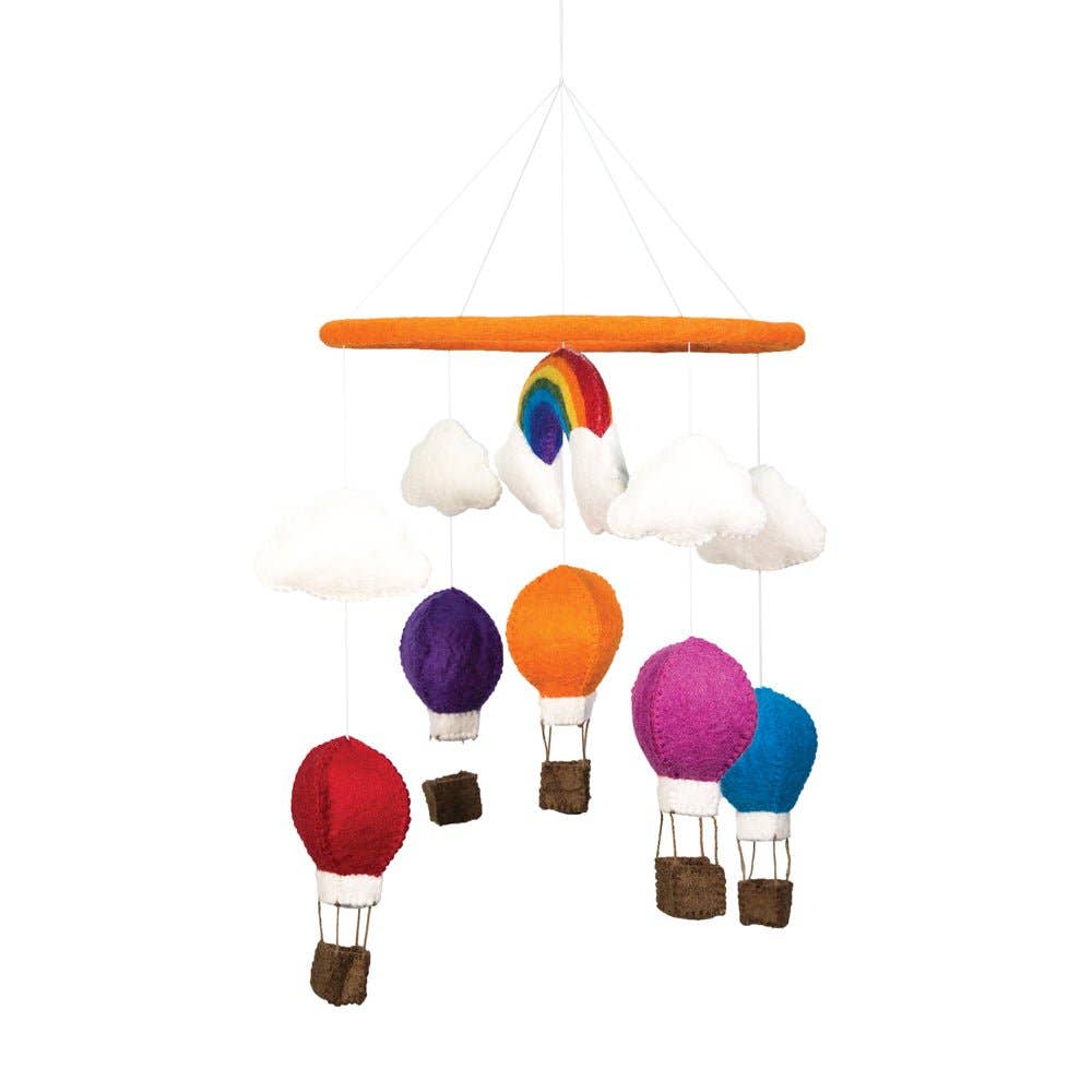 Felted Hot Air Balloon Theme Mobile Hanging