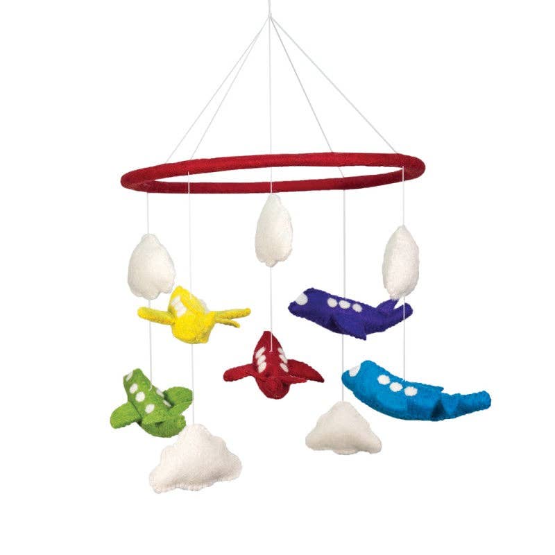 Felted Airplane Theme Mobile Hanging