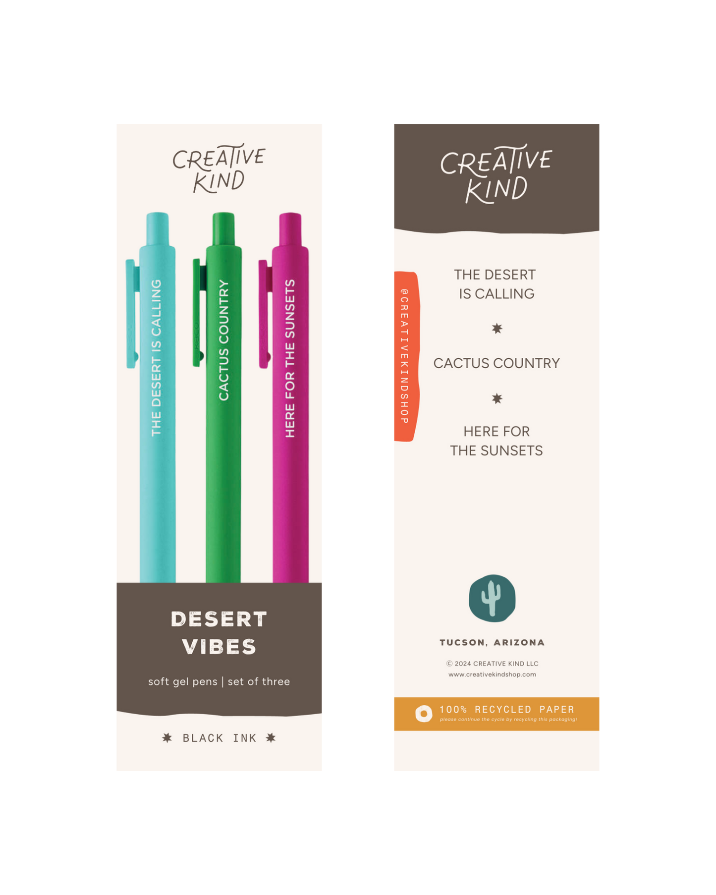Desert Vibes Pen Trio – Black Ink Gel Pens