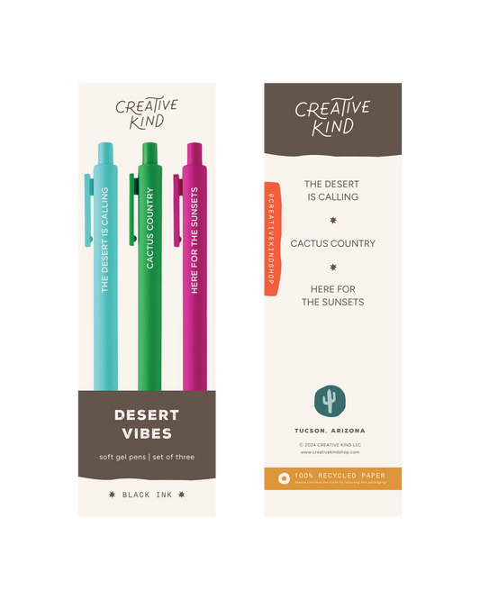 Desert Vibes Pen Trio – Black Ink Gel Pens