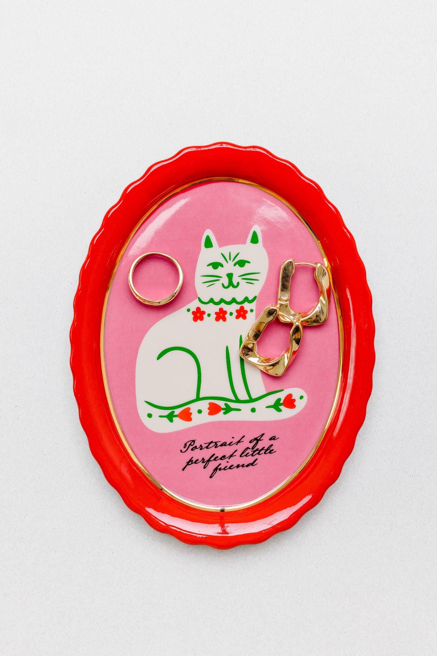 Oval Trinket Tray, Cat Portrait