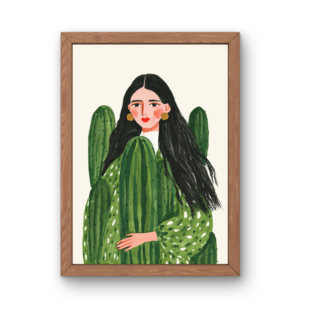 Cactus Woman Art Print, Southwest Illustration Home Decor