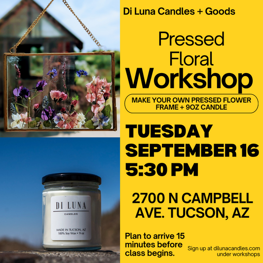 9/16 9oz Candle + Pressed Floral Frame Workshop