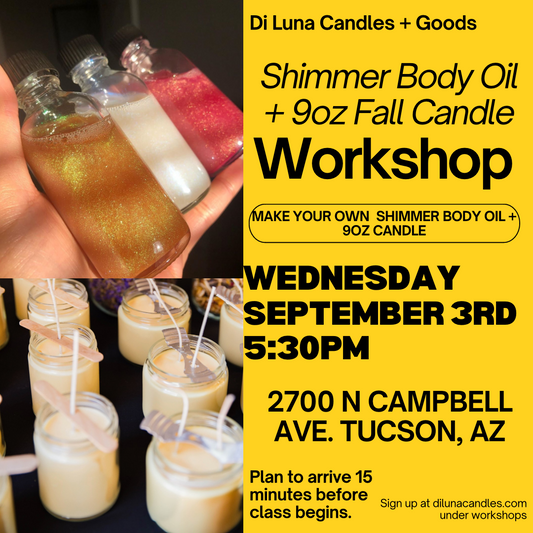 9/3 9oz Fall Candle + Shimmer Body Oil Workshop