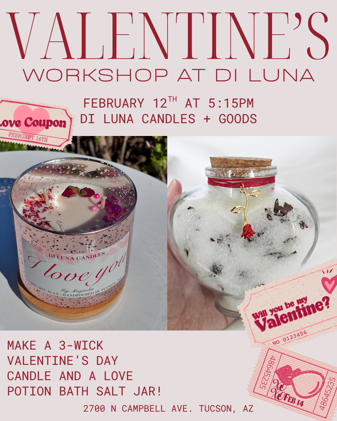 2/12 Valentine's Candlemaking and Love Potion Bath Salt Workshop