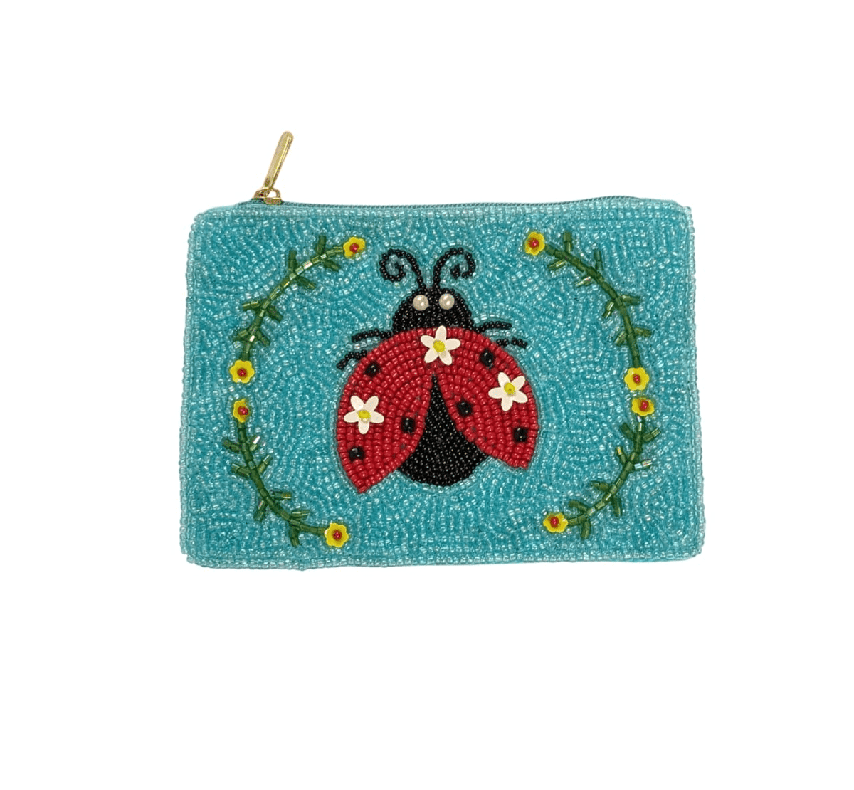 Ladies Lady Bug Themed Fully Beaded Coin Purse 
