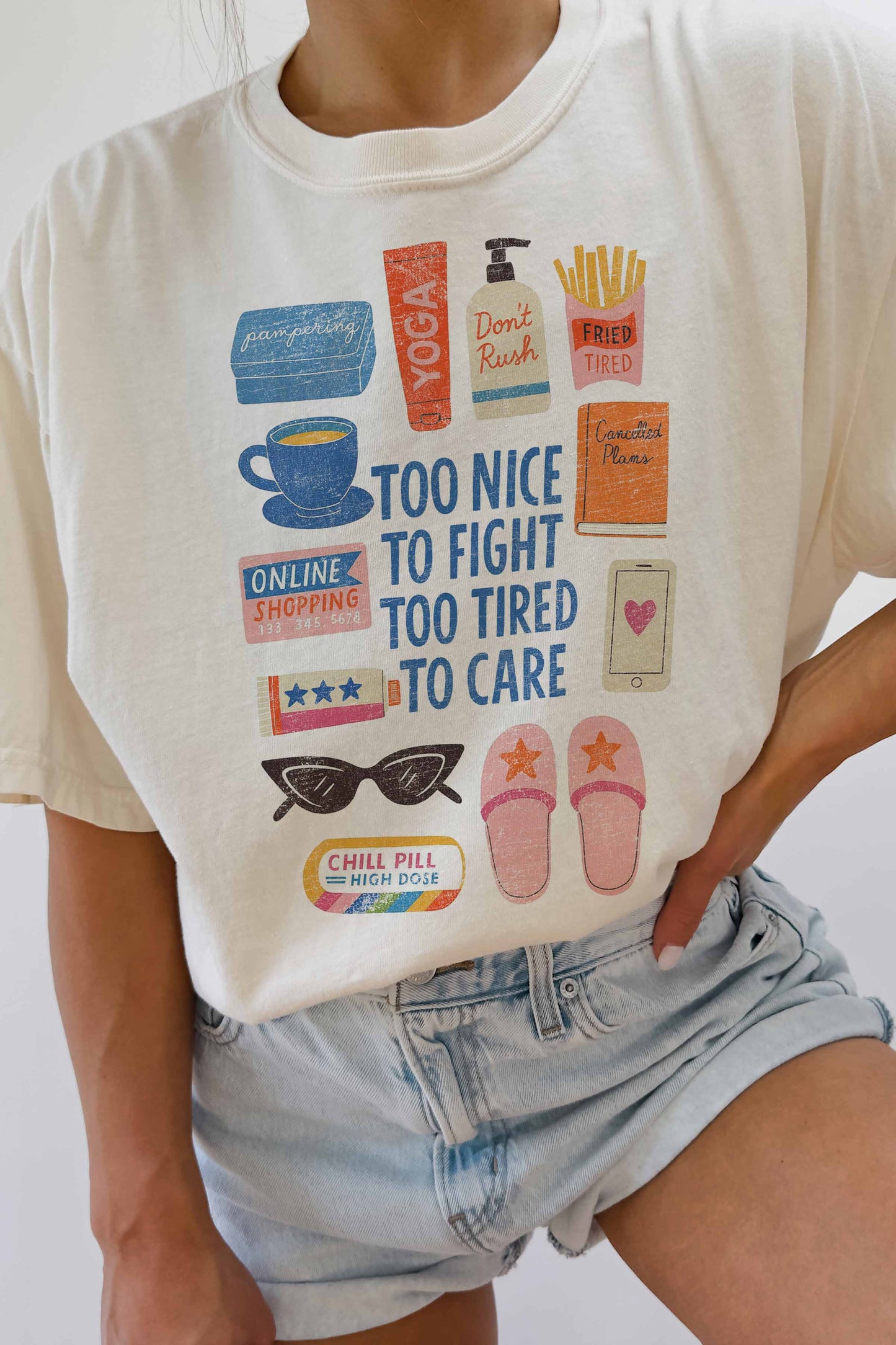 TIRED OVERSIZED TEE: IVORY / M/L