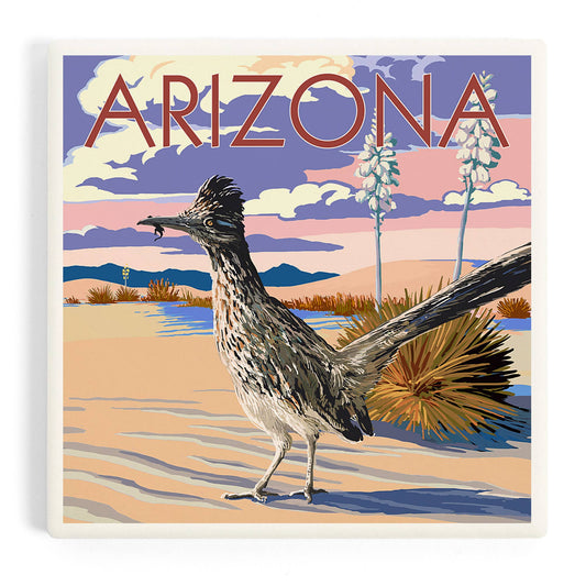 CERAMIC COASTER Arizona, Roadrunner Scene