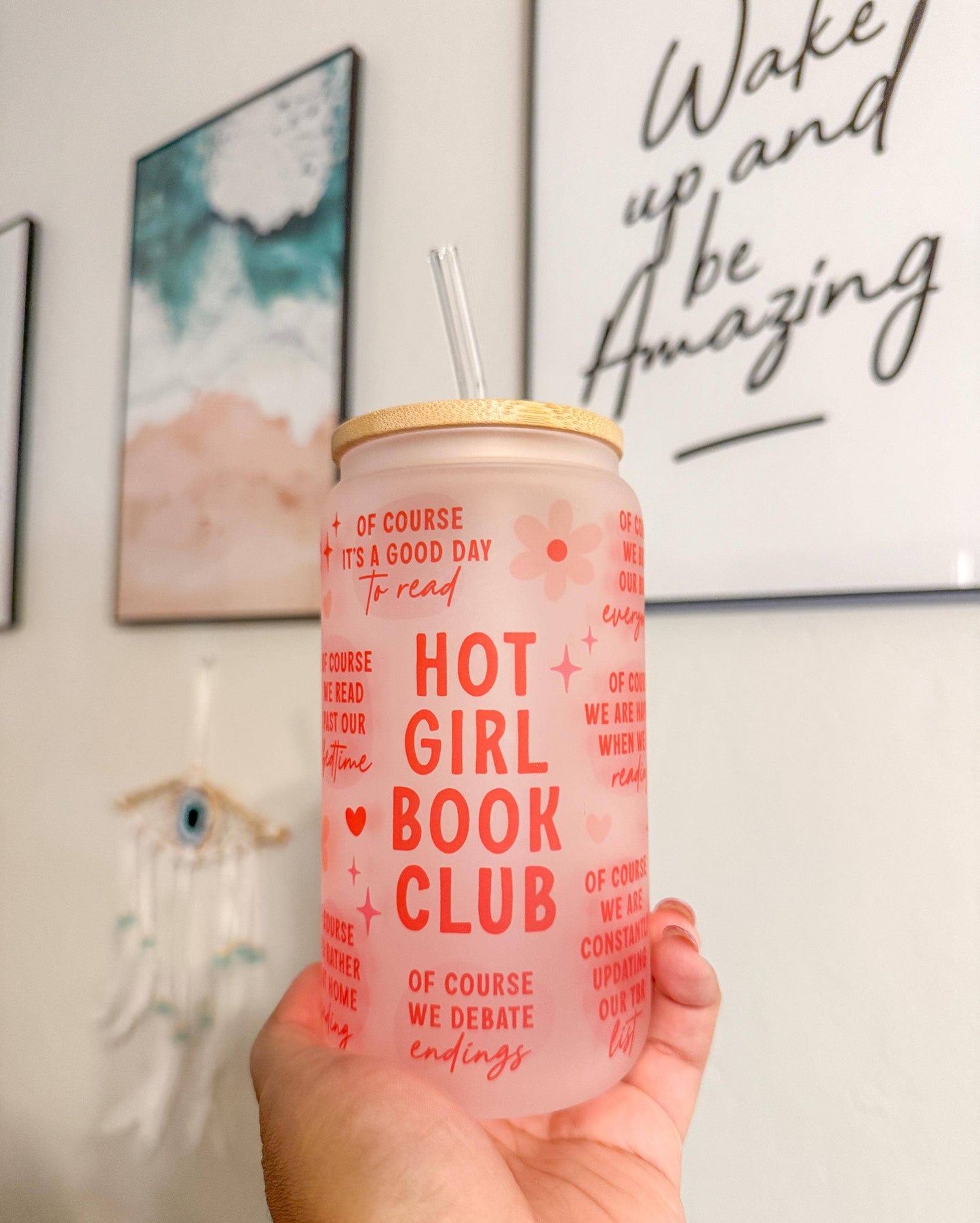 Hot Girl Book Club Mug, 16oz frosted glass can